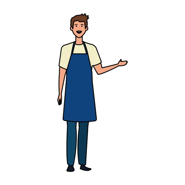 Happy young artist man with apron — Stock Vector