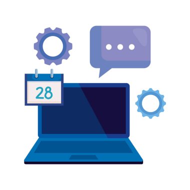 laptop ile Sosyal Medya simgeler