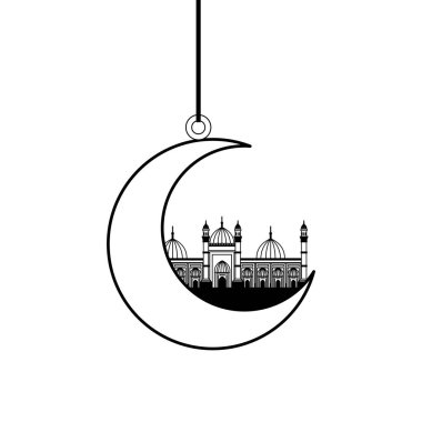 badshahi cami binası ile asılı ay