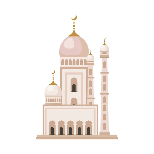 Taj mahal Moschea edificio icona — Vettoriale Stock