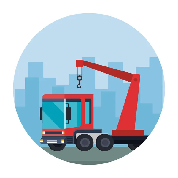 Truck crane service vehicle icon — Stock Vector