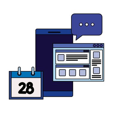 web sayfası şablonu ve konuşma balonu ile akıllı telefon