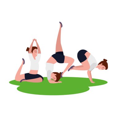 güzellik kızlar grubu çim pilates pratik