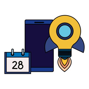 roket ampul ve takvim ile akıllı telefon