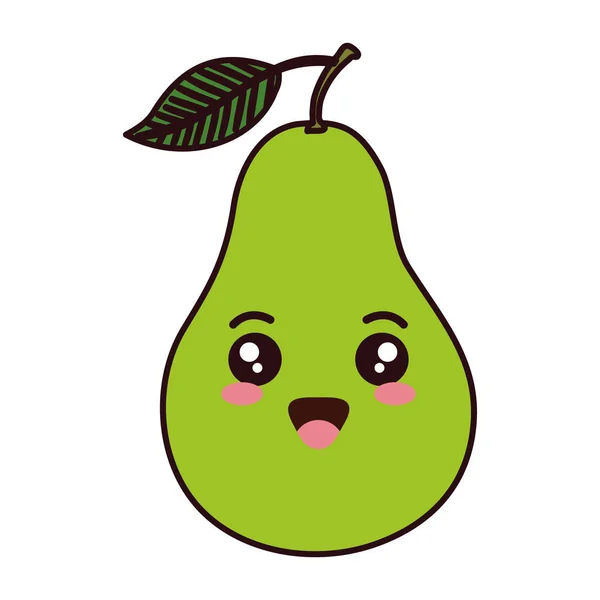 Poire fraîche fruit kawaii caractère — Image vectorielle