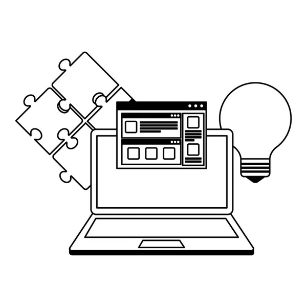 Computador portátil com ícones de sucesso — Vetor de Stock