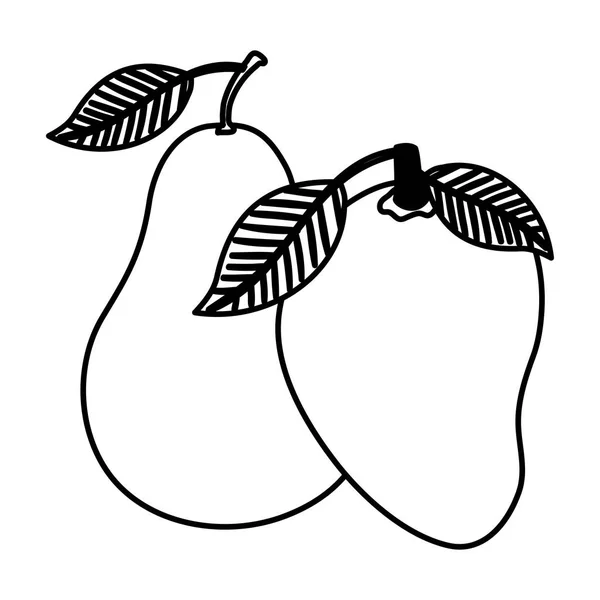 Świeże mango i gruszka owoce natura — Wektor stockowy