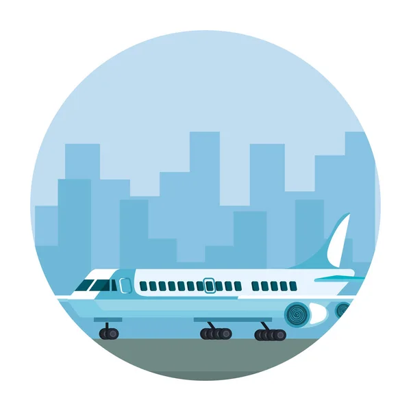 Airplane in the airport track — Stock Vector