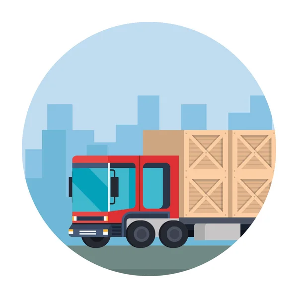 Levering vrachtwagen voertuig pictogram — Stockvector