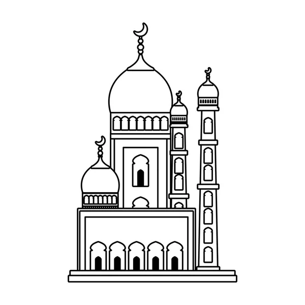Taj Mahal moskee gebouw icoon — Stockvector