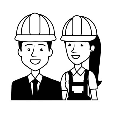 kask avatarları karakterleri ile mühendis ve kadın oluşturucu