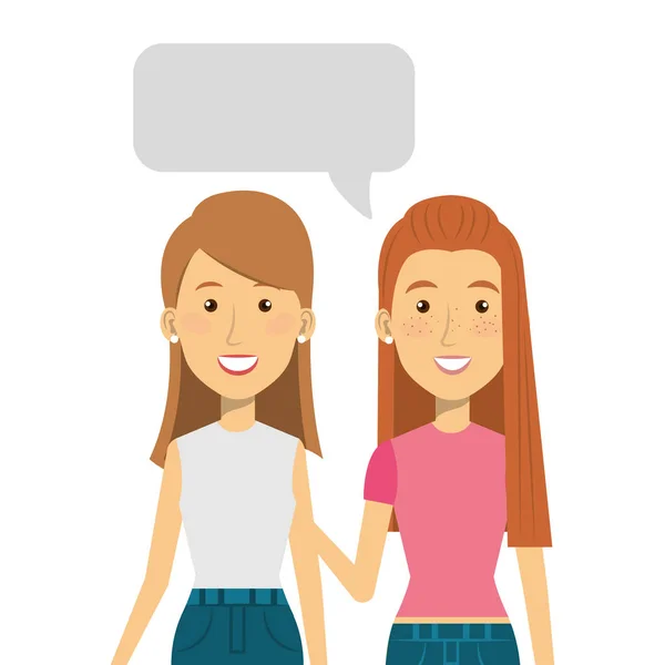 Fiatal lányok barátok beszédbuborék — Stock Vector