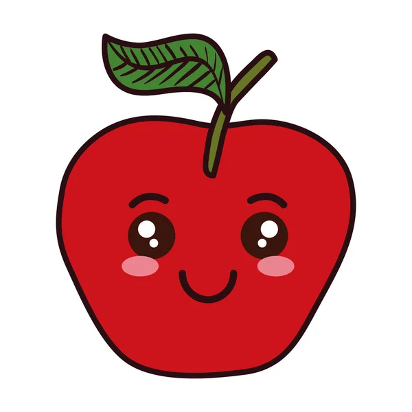 Fruta de maçã fresca caráter kawaii — Vetor de Stock