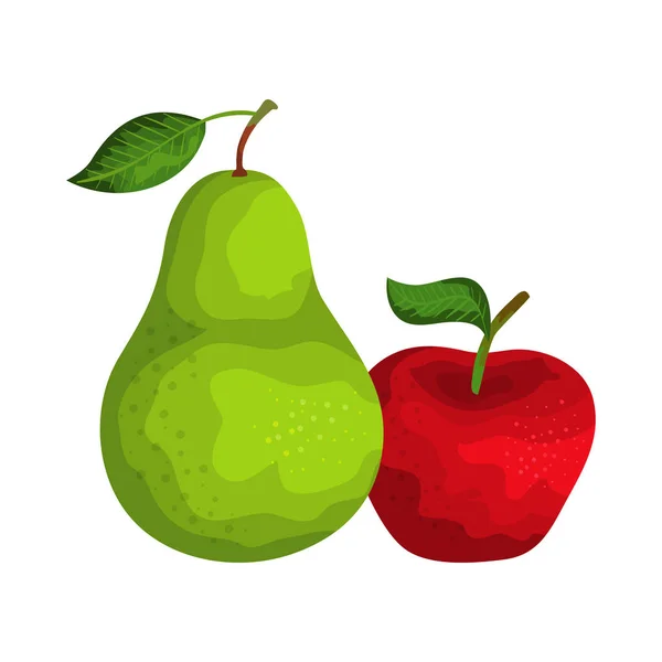 Frische Birnen- und Apfelfrüchte Natur — Stockvektor