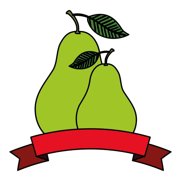Frische Birnen Früchte mit Band Siegel — Stockvektor