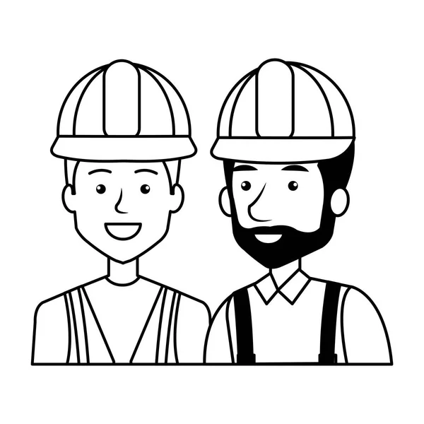 Constructores constructores con personajes cascos — Archivo Imágenes Vectoriales