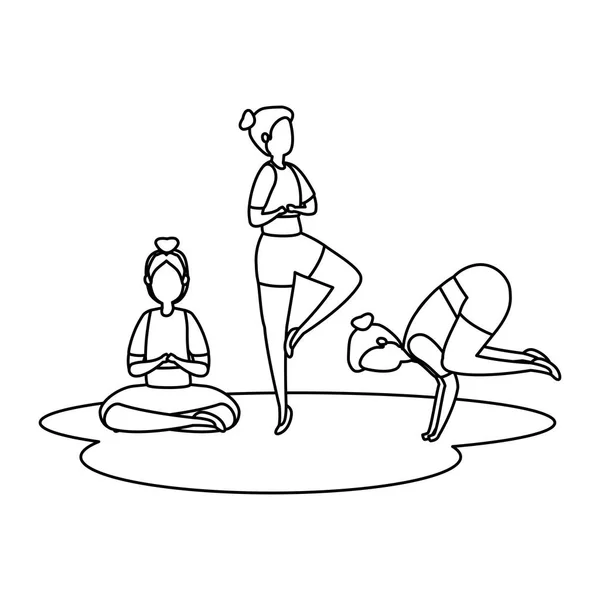 Schönheit Mädchen Gruppe üben Pilates Position — Stockvektor