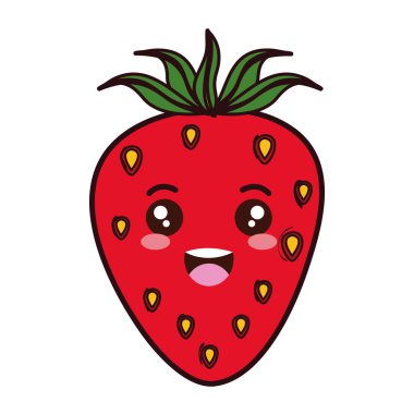 taze çilek meyve kawaii karakter