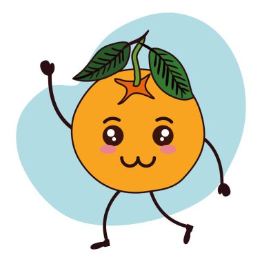 taze turuncu meyve kawaii karakter