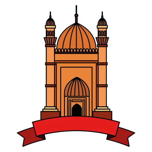 Badshahi Moschee Gebäude Palast mit Schleife — Stockvektor