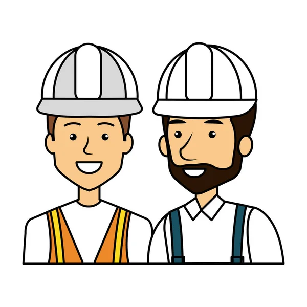 Constructores constructores con personajes cascos — Vector de stock