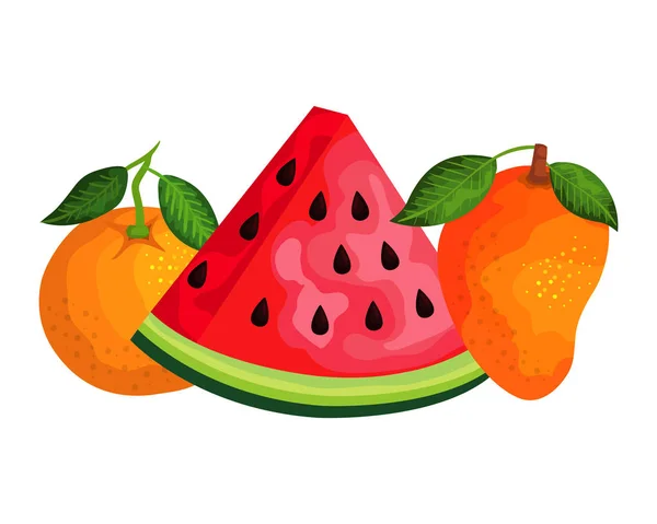 Grupo de frutas frescas naturaleza — Vector de stock
