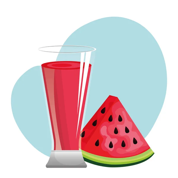 Verre avec jus de melon d'eau frais — Image vectorielle