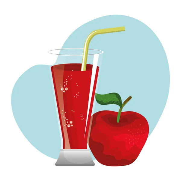 Γυαλί με χυμό από φρέσκα μήλα φρούτα — Διανυσματικό Αρχείο