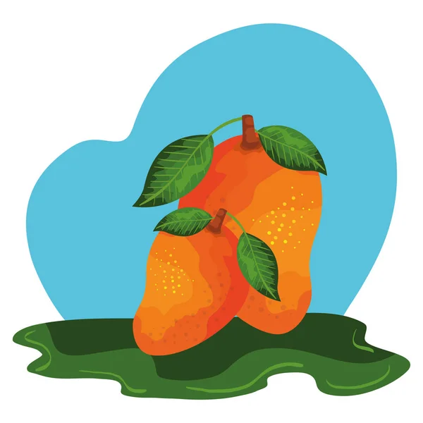 Mango fresco fruta naturaleza icono — Vector de stock