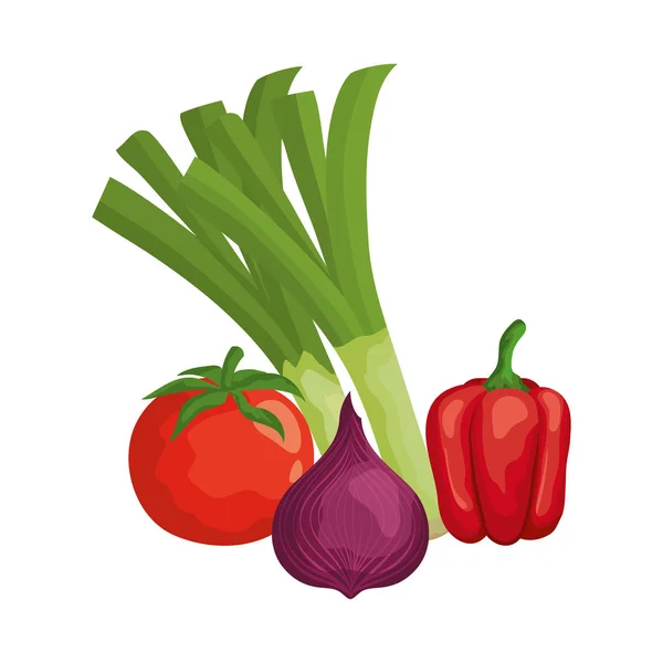 Färska grönsaker natur isolerade ikoner — Stock vektor