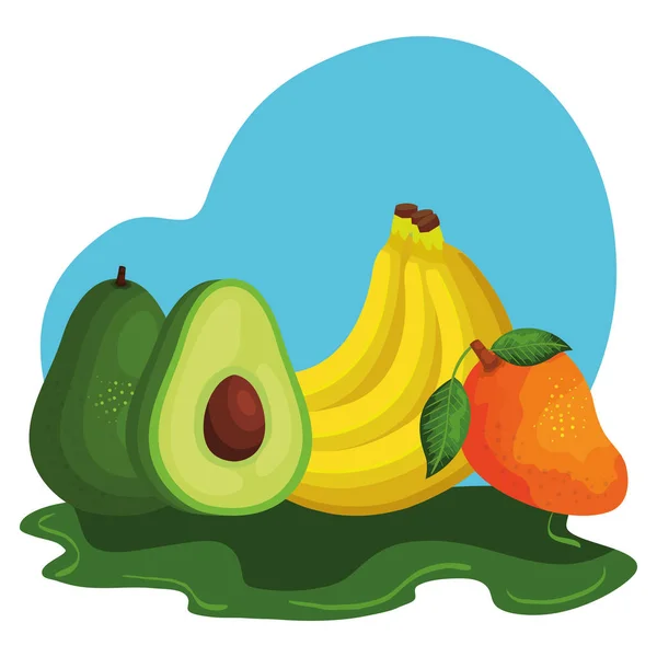 Skupina z čerstvého ovoce a zeleniny — Stockový vektor