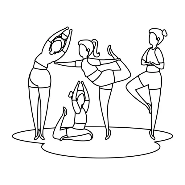 Krása děvčata skupina cvičení Pilates poloha — Stockový vektor