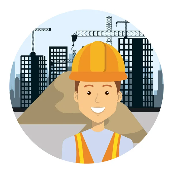 Builder constructor on workside character — Stock Vector