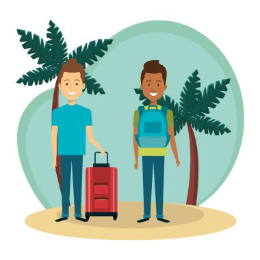 sahilde genç ırklararası erkek arkadaşlar