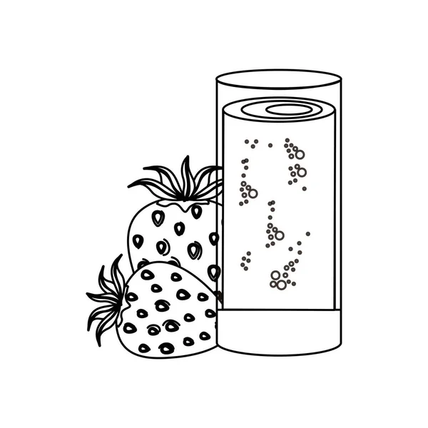 Taze çilek meyve suyu ile cam — Stok Vektör