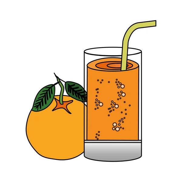 Verre avec jus d'oranges fraîches fruits — Image vectorielle