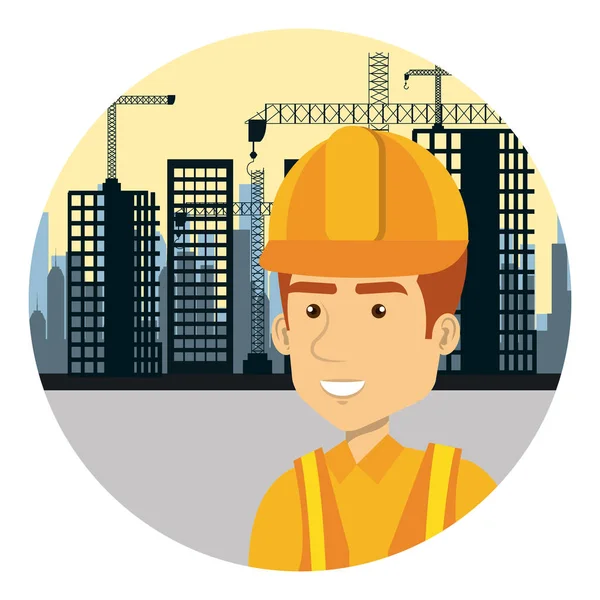 Builder constructor on workside character — Stock Vector