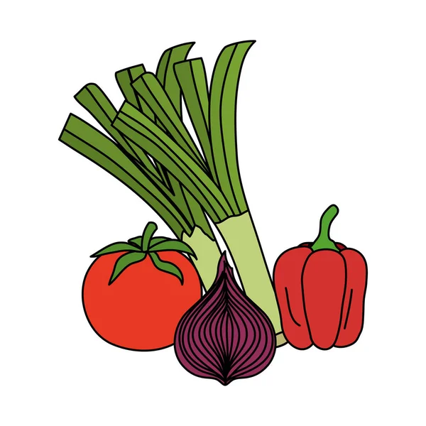 Légumes frais nature icônes isolées — Image vectorielle
