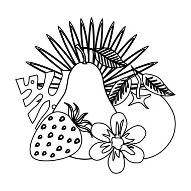 çiçek dekorasyonu ile taze meyve grubu