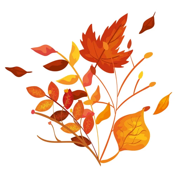 Autumn branch and dry maple leafs decoration — Stock Vector