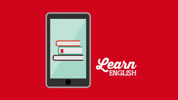 智能手机与学习英语动画 — 图库视频影像
