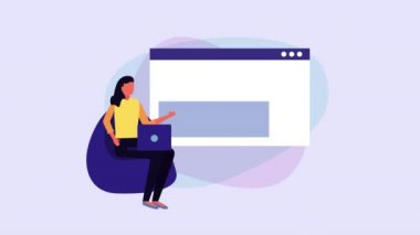 web sayfası şablonu ve hediye ile genç iş kadını