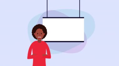 karton ve para ile afro iş kadını