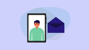 akıllı telefon ve zarf ile işadamı işçi