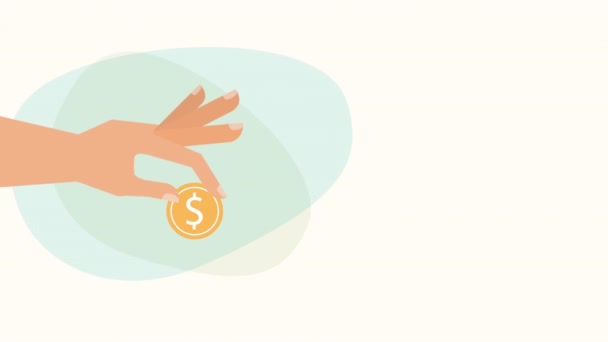 Hand med mynt pengar dollar — Stockvideo