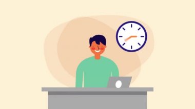 ofiste saat ile işadamı işçi