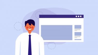 web sayfası şablonu ve para ile işadamı işçi