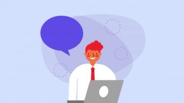 dizüstü bilgisayar ve hediye ile işadamı işçi