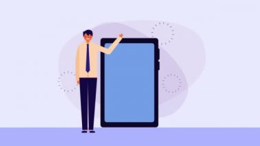 akıllı telefon ve roket ile işadamı işçi