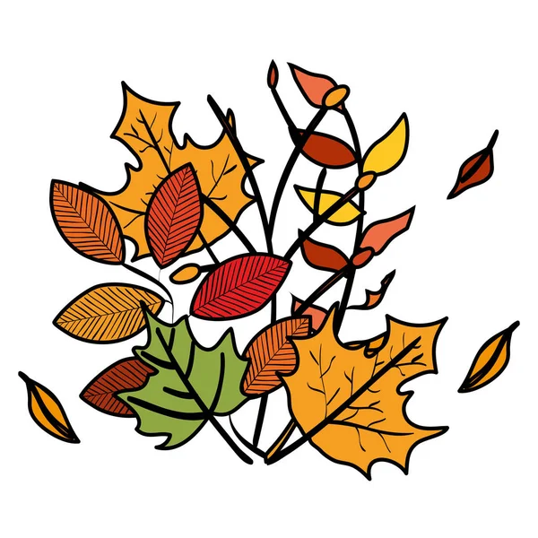가을 가지와 마른 단풍 나무 잎 장식 — 스톡 벡터